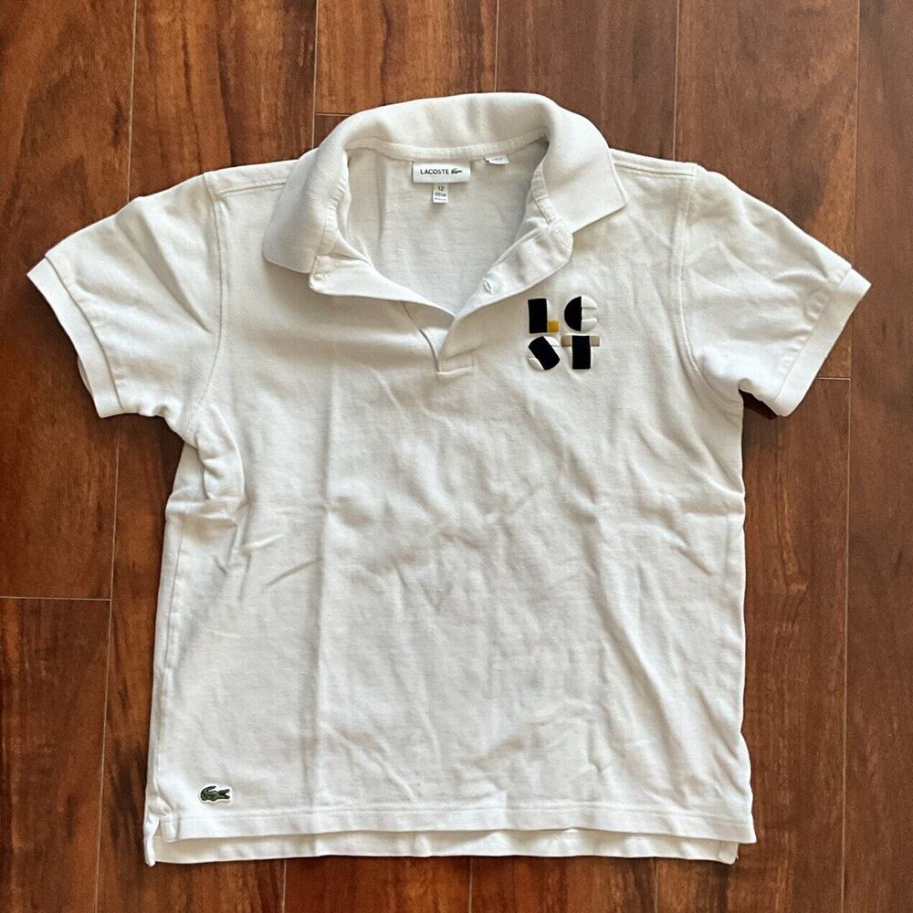 LACOSTE Kids Boys White Short Sleeve Polo Size 12 152cm